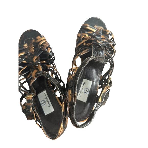 HOT IN HOLLYWOOD Multicolor Brown Kitten Heels Sandals Size 8 - Picture 5 of 7